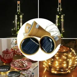 Solar Wine Bottle String Lights Outdoor Wedding Decoration 2m 20LED Fairy Lights with Cork Waterproof Christmas Light Copper Garland Patio Garden String Lights 10pcs 6pcs 2pcs