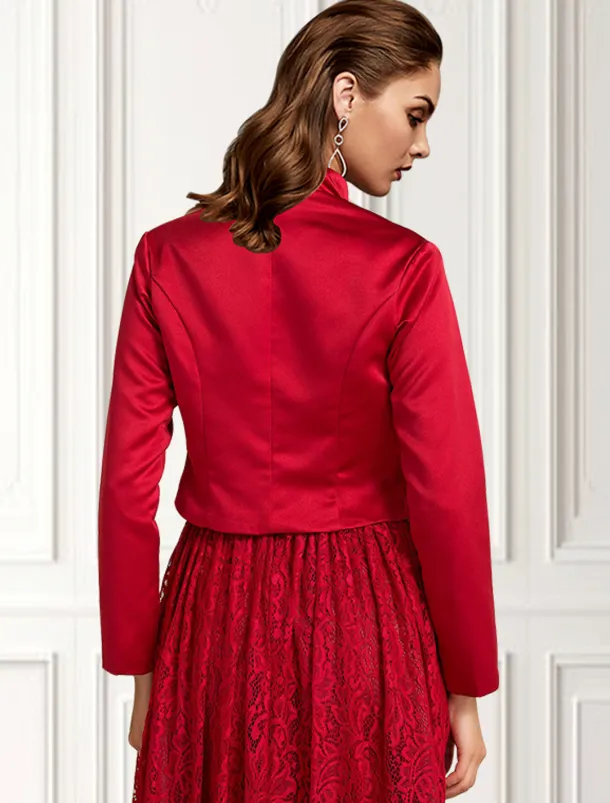 Solid Coats / Jackets Satin Wedding / Party Evening / Casual Wedding Guest Wraps / Bolero With Draping / Solid dress to impress