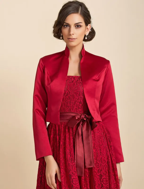 Solid Coats / Jackets Satin Wedding / Party Evening / Casual Wedding Guest Wraps / Bolero With Draping / Solid dress to impress
