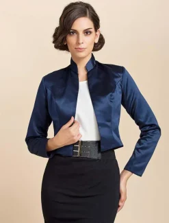 Solid Coats / Jackets Satin Wedding / Party Evening / Casual Wedding Guest Wraps / Bolero With Draping / Solid dress to impress