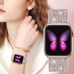 Solo Loop Compatible with Apple Watch band 38mm 40mm 41mm 42mm 44mm 45mm 49mm Glitter Adjustable Silicone Strap Replacement Wristband for iwatch Ultra 2 Series 9 8 7 SE 6 5 4 3 2 1