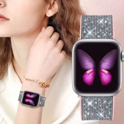 Solo Loop Compatible with Apple Watch band 38mm 40mm 41mm 42mm 44mm 45mm 49mm Glitter Adjustable Silicone Strap Replacement Wristband for iwatch Ultra 2 Series 9 8 7 SE 6 5 4 3 2 1