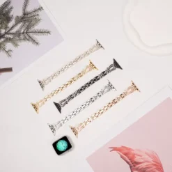 Solo Loop Compatible with Apple Watch band 38mm 40mm 41mm 42mm 44mm 45mm 49mm Women Bling Diamond Adjustable Alloy Strap Replacement Wristband for iwatch Ultra 2 Series 9 8 7 SE 6 5 4 3 2 1