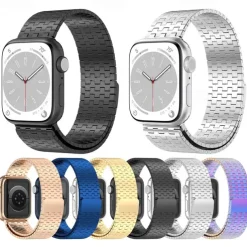 Solo Loop Compatible with Apple Watch band 38mm 40mm 41mm 42mm 44mm 45mm 49mm Magnetic Clasp Adjustable Stainless Steel Strap Replacement Wristband for iwatch Ultra 2 Series 9 8 7 SE 6 5 4 3 2 1