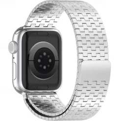 Solo Loop Compatible with Apple Watch band 38mm 40mm 41mm 42mm 44mm 45mm 49mm Magnetic Clasp Adjustable Stainless Steel Strap Replacement Wristband for iwatch Ultra 2 Series 9 8 7 SE 6 5 4 3 2 1