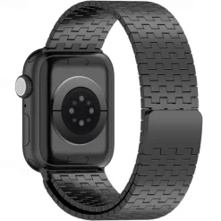 Solo Loop Compatible with Apple Watch band 38mm 40mm 41mm 42mm 44mm 45mm 49mm Magnetic Clasp Adjustable Stainless Steel Strap Replacement Wristband for iwatch Ultra 2 Series 9 8 7 SE 6 5 4 3 2 1