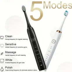 Sonic Electric Toothbrush Wireless Charging 5 Brushing Modes With Travel Box Brush Head Dust Cover 3 Replacement Soft Bristle Brush Heads