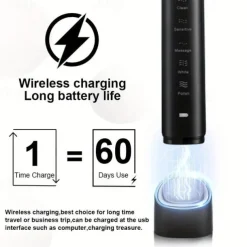 Sonic Electric Toothbrush Wireless Charging 5 Brushing Modes With Travel Box Brush Head Dust Cover 3 Replacement Soft Bristle Brush Heads