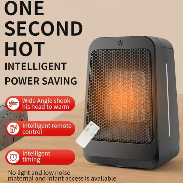 Space Heater 1200W Electric Heater Indoor Portable Thermostat PTC Fast Heating Chamber Small Heater with Heating and Fan Mode