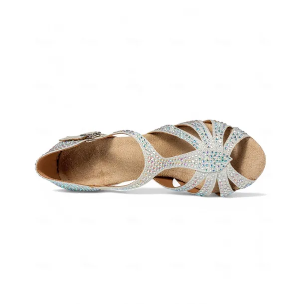 Sparkling Rhinestone Ballroom Dance Sandals – Latin Salsa High Heel Shoes for Women