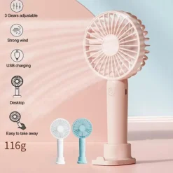 3-Speed Portable Handheld Mini Fan – USB Rechargeable Personal Fan with 1200mAh Battery for Indoor and Outdoor Use