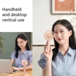 3-Speed Portable Handheld Mini Fan – USB Rechargeable Personal Fan with 1200mAh Battery for Indoor and Outdoor Use