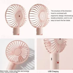 3-Speed Portable Handheld Mini Fan – USB Rechargeable Personal Fan with 1200mAh Battery for Indoor and Outdoor Use