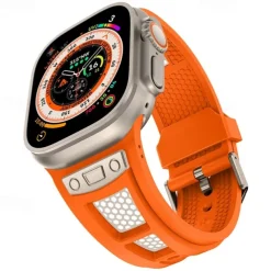 Sport Band Compatible with Apple Watch band 42mm 44mm 45mm 49mm Rugged Two Tone Adjustable TPU Silicone Strap Replacement Wristband for iwatch Ultra 2 Series 9 8 7 SE 6 5 4 3 2 1