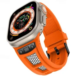 Sport Band Compatible with Apple Watch band 42mm 44mm 45mm 49mm Rugged Two Tone Adjustable TPU Silicone Strap Replacement Wristband for iwatch Ultra 2 Series 9 8 7 SE 6 5 4 3 2 1