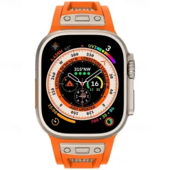 Sport Band Compatible with Apple Watch band 42mm 44mm 45mm 49mm Rugged Two Tone Adjustable TPU Silicone Strap Replacement Wristband for iwatch Ultra 2 Series 9 8 7 SE 6 5 4 3 2 1