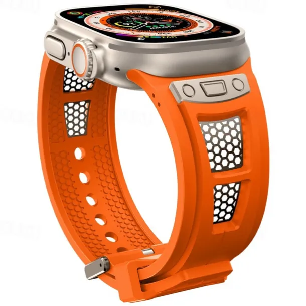 Sport Band Compatible with Apple Watch band 42mm 44mm 45mm 49mm Rugged Two Tone Adjustable TPU Silicone Strap Replacement Wristband for iwatch Ultra 2 Series 9 8 7 SE 6 5 4 3 2 1