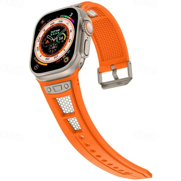 Sport Band Compatible with Apple Watch band 42mm 44mm 45mm 49mm Rugged Two Tone Adjustable TPU Silicone Strap Replacement Wristband for iwatch Ultra 2 Series 9 8 7 SE 6 5 4 3 2 1