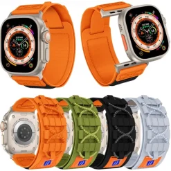 Sport Band Compatible with Apple Watch band 38mm 40mm 41mm 42mm 44mm 45mm 49mm Multilayer Elastic Rugged Nylon Strap Replacement Wristband for iwatch Ultra 2 Series 9 8 7 SE 6 5 4 3 2 1