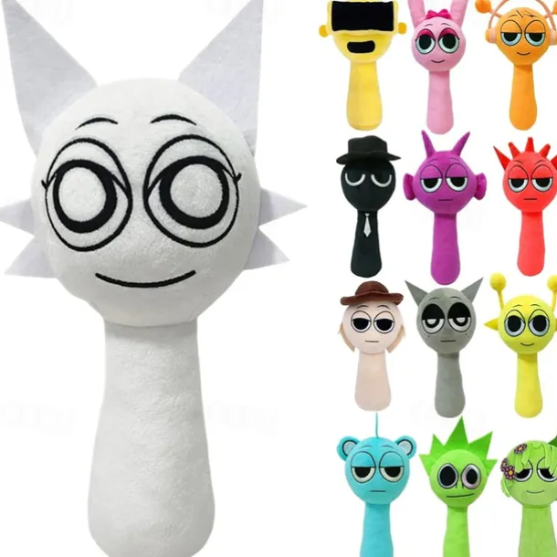 Sprunki Plush 10'' Sprunky Wenda and Gray Plushies Sprunk Soft and Funs Stuffed Toys Dolls for Fans and Friends Birthday