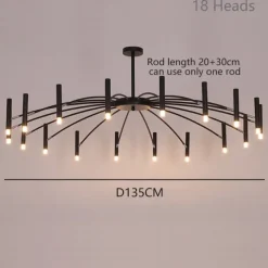 Sputnik Chandelier Metal Chandelier 3 Color Light 12/15/18/24 Head Chandelier in Black for Bedroom,Living Room,Dining Room 85-265V