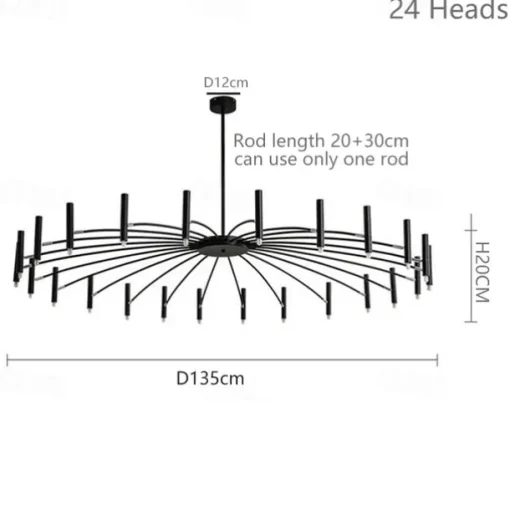 Sputnik Chandelier Metal Chandelier 3 Color Light 12/15/18/24 Head Chandelier in Black for Bedroom,Living Room,Dining Room 85-265V