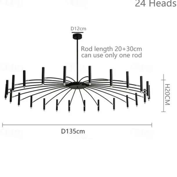 Sputnik Chandelier Metal Chandelier 3 Color Light 12/15/18/24 Head Chandelier in Black for Bedroom,Living Room,Dining Room 85-265V