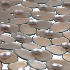 Square Bath Mat Non-slip Shower Mats - 21 x 21 inch Non Slip Bathtub Mat with Suction Cup, Safety Shower Stall Mats for Kids & Elderly, Shower Mat with Drain Holes, Machine Washable