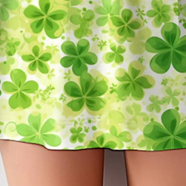 St. Patrick Girls' 3D Four Leaf Clover Ruffle Dress Sleeveless 3D Print Summer Daily Holiday Casual Beautiful Kids 3-12 Years Casual Dress Tank Dress Above Knee Polyester Regular Fit