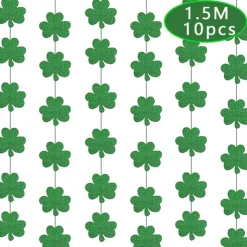 St Patricks Day Decorations Kit, 26pcs Felt Shamrock LUCKY Banner, Including Letter Banner, Swirls, Lucky Green Clover Cupcake Toppers, for St Patricks Day