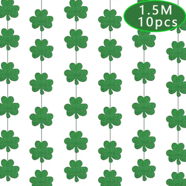 St Patricks Day Decorations Kit, 26pcs Felt Shamrock LUCKY Banner, Including Letter Banner, Swirls, Lucky Green Clover Cupcake Toppers, for St Patricks Day