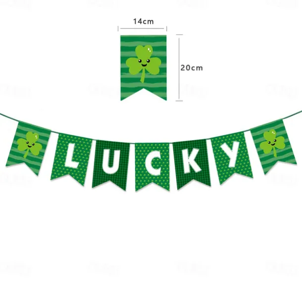 St Patricks Day Decorations Kit, 26pcs Felt Shamrock LUCKY Banner, Including Letter Banner, Swirls, Lucky Green Clover Cupcake Toppers, for St Patricks Day