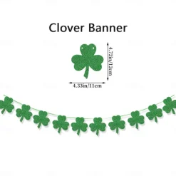 St Patricks Day Decorations Kit, 26pcs Felt Shamrock LUCKY Banner, Including Letter Banner, Swirls, Lucky Green Clover Cupcake Toppers, for St Patricks Day