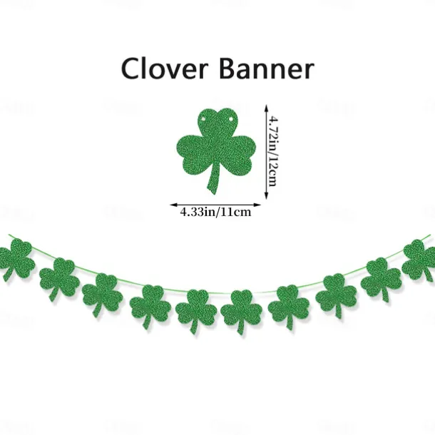St Patricks Day Decorations Kit, 26pcs Felt Shamrock LUCKY Banner, Including Letter Banner, Swirls, Lucky Green Clover Cupcake Toppers, for St Patricks Day