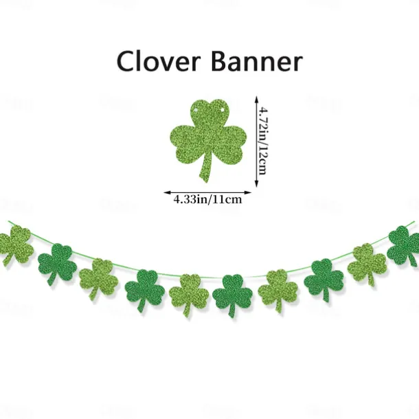 St Patricks Day Decorations Kit, 26pcs Felt Shamrock LUCKY Banner, Including Letter Banner, Swirls, Lucky Green Clover Cupcake Toppers, for St Patricks Day