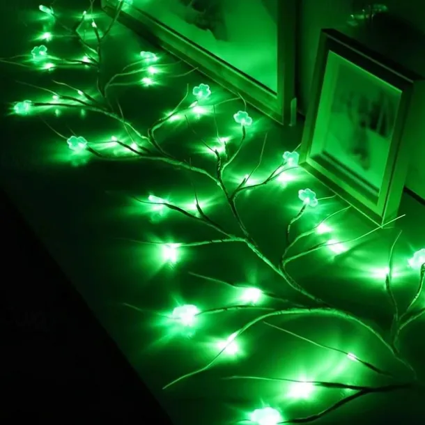 St. Patrick's Day Garland - Dazzling 96 Light Clover Show, Versatile in 8 Modes, Battery Operated, Perfect for Home Decorations