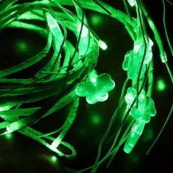 St. Patrick's Day Garland - Dazzling 96 Light Clover Show, Versatile in 8 Modes, Battery Operated, Perfect for Home Decorations