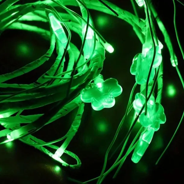 St. Patrick's Day Garland - Dazzling 96 Light Clover Show, Versatile in 8 Modes, Battery Operated, Perfect for Home Decorations