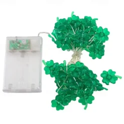 St. Patrick's Day Lights Decorative Shamrocks LED String Lights 5m 16.4FT 50LEDs Battery Powered Fairy Lucky Clover String Lights for Bedroom Party Feast Green Irish Decoration
