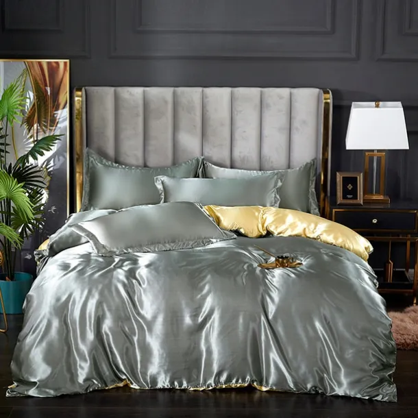 Stain Silk Duvet Cover Bedding Sets Comforter Cover with 1 Duvet Cover or Coverlet,1Sheet,2 Pillowcases for Double/Queen/King(1 Pillowcase for Twin/Single)