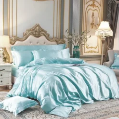Stain Silk Duvet Cover Bedding Sets Comforter Cover with 1 Duvet Cover or Coverlet,1Sheet,2 Pillowcases for Double/Queen/King(1 Pillowcase for Twin/Single)