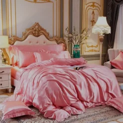Stain Silk Duvet Cover Bedding Sets Comforter Cover with 1 Duvet Cover or Coverlet,1Sheet,2 Pillowcases for Double/Queen/King(1 Pillowcase for Twin/Single)