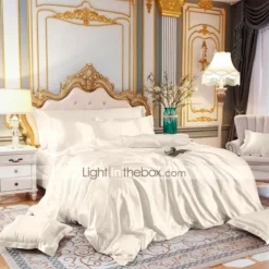 Stain Silk Duvet Cover Bedding Sets Comforter Cover with 1 Duvet Cover or Coverlet,1Sheet,2 Pillowcases for Double/Queen/King(1 Pillowcase for Twin/Single)