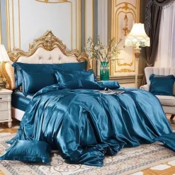 Stain Silk Duvet Cover Bedding Sets Comforter Cover with 1 Duvet Cover or Coverlet,1Sheet,2 Pillowcases for Double/Queen/King(1 Pillowcase for Twin/Single)
