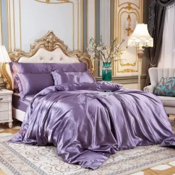 Stain Silk Duvet Cover Bedding Sets Comforter Cover with 1 Duvet Cover or Coverlet,1Sheet,2 Pillowcases for Double/Queen/King(1 Pillowcase for Twin/Single)