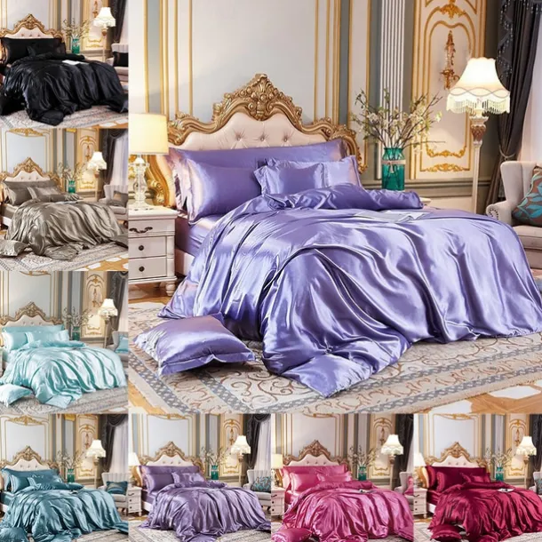 Stain Silk Duvet Cover Bedding Sets Comforter Cover with 1 Duvet Cover or Coverlet,1Sheet,2 Pillowcases for Double/Queen/King(1 Pillowcase for Twin/Single)