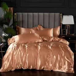 Stain Silk Duvet Cover Bedding Sets Comforter Cover with 1 Duvet Cover or Coverlet,1Sheet,2 Pillowcases for Double/Queen/King(1 Pillowcase for Twin/Single)