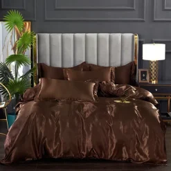 Stain Silk Duvet Cover Bedding Sets Comforter Cover with 1 Duvet Cover or Coverlet,1Sheet,2 Pillowcases for Double/Queen/King(1 Pillowcase for Twin/Single)