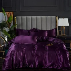 Stain Silk Duvet Cover Bedding Sets Comforter Cover with 1 Duvet Cover or Coverlet,1Sheet,2 Pillowcases for Double/Queen/King(1 Pillowcase for Twin/Single)
