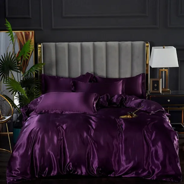 Stain Silk Duvet Cover Bedding Sets Comforter Cover with 1 Duvet Cover or Coverlet,1Sheet,2 Pillowcases for Double/Queen/King(1 Pillowcase for Twin/Single)